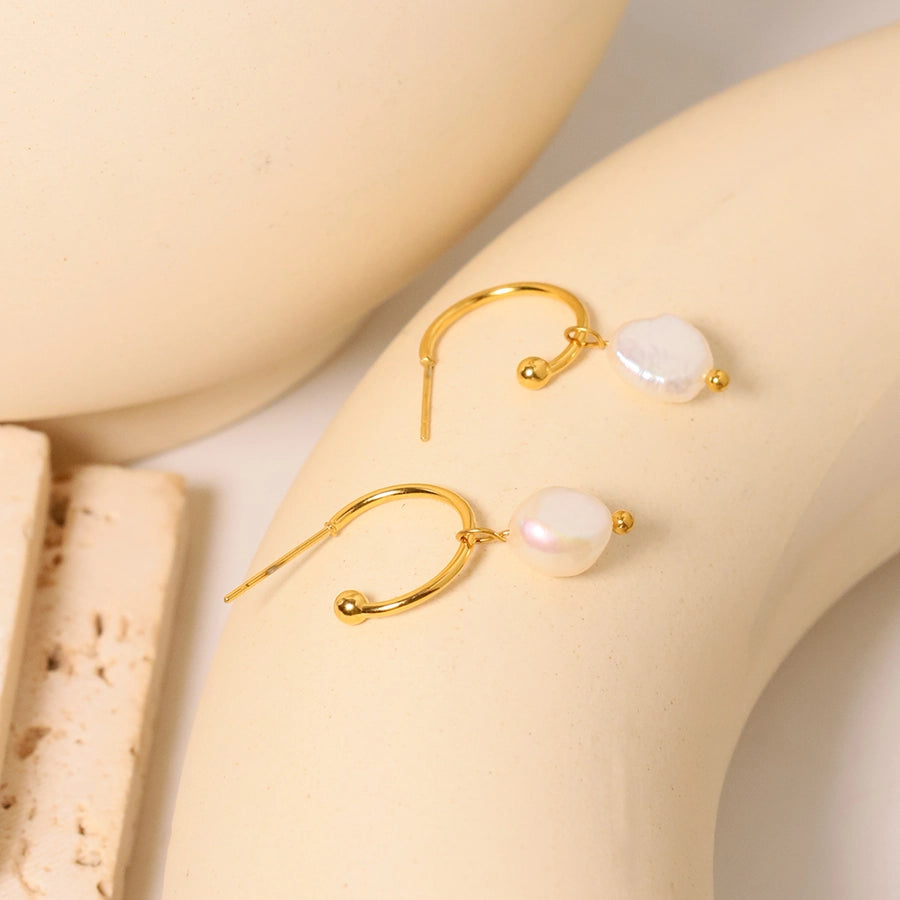 1 Pair Simple Style Classic Style Solid Color Patchwork Plating Titanium Steel 18K Gold Plated Drop Earrings