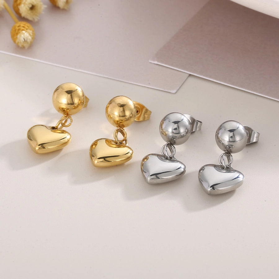 Titanium Steel 18K Gold Plated Modern Style Plating Heart Shape Bracelets Earrings Necklace