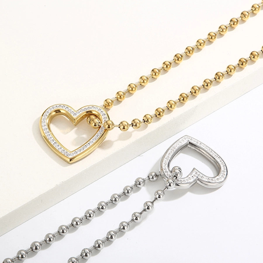 Stainless Steel 18K Gold Plated Streetwear Plating Heart Shape Bracelets Necklace