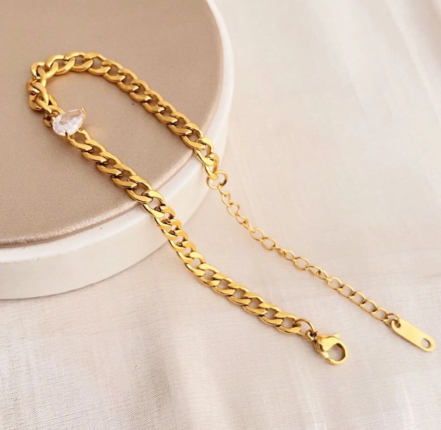 Stainless Steel Titanium Steel 18K Gold Plated Simple Style Plating Hollow Out Solid Color Bracelets