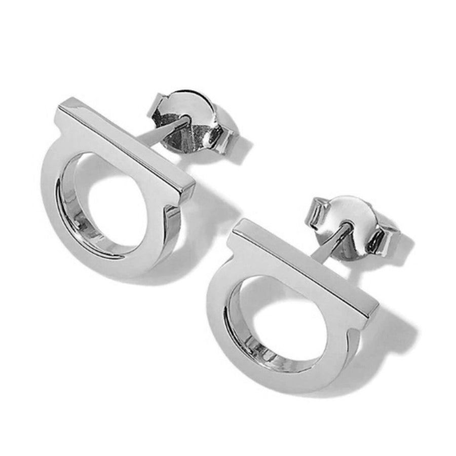 1 pair simple style solid color inlay titanium steel zircon ear studs