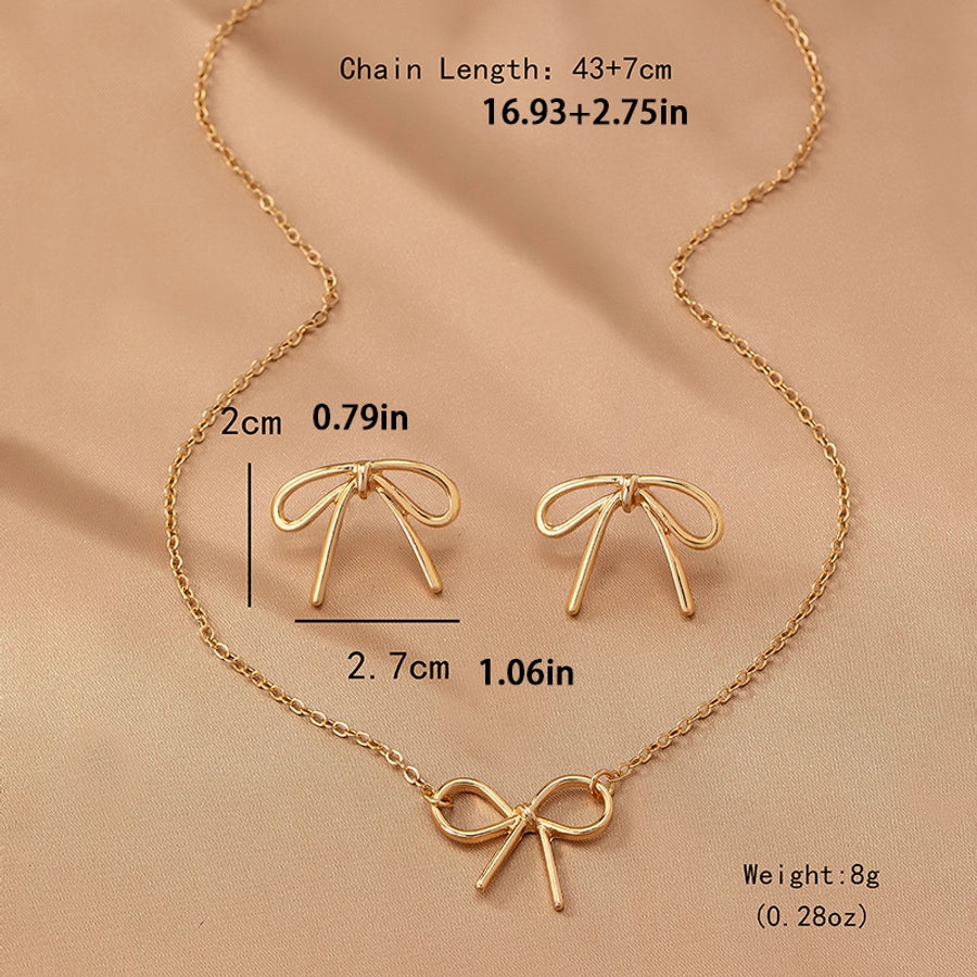 cute preppy style modern style bow knot alloy women's earrings necklace