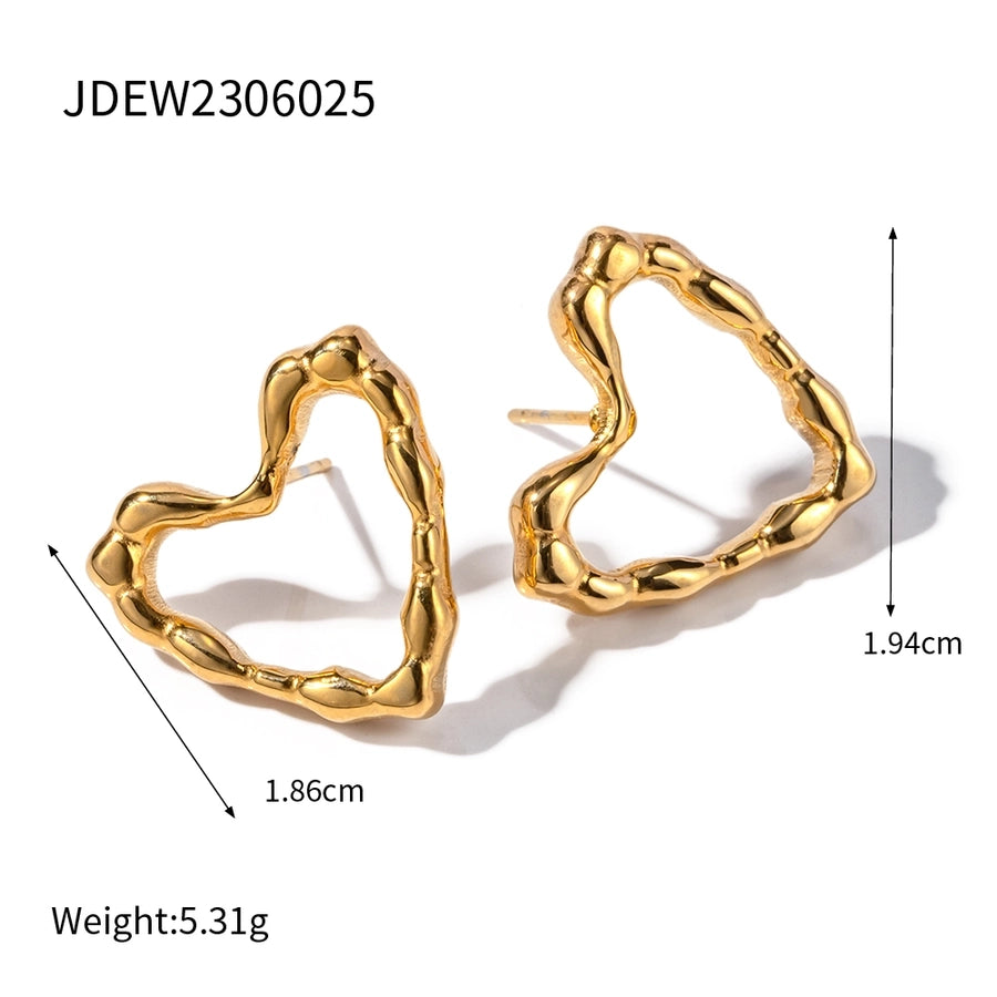1 pair commute heart shape plating stainless steel 18k gold plated ear studs