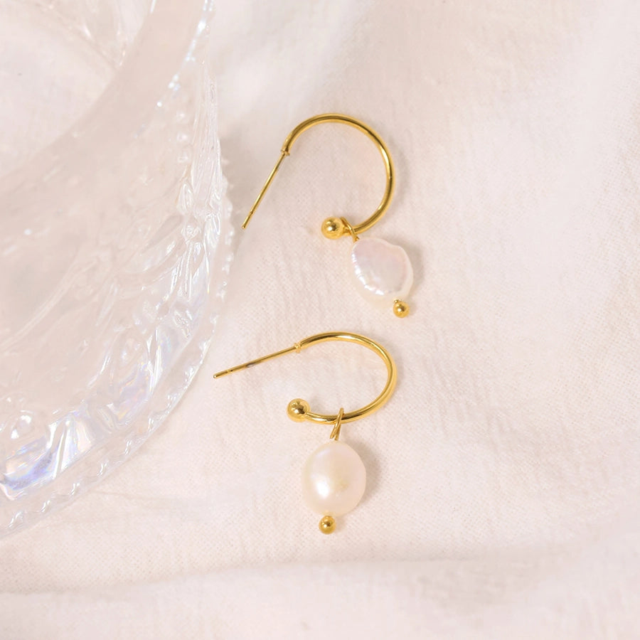 1 Pair Simple Style Classic Style Solid Color Patchwork Plating Titanium Steel 18K Gold Plated Drop Earrings
