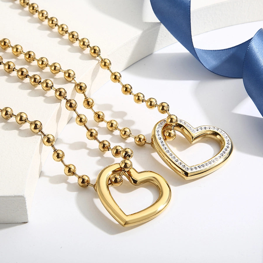 Stainless Steel 18K Gold Plated Streetwear Plating Heart Shape Bracelets Necklace