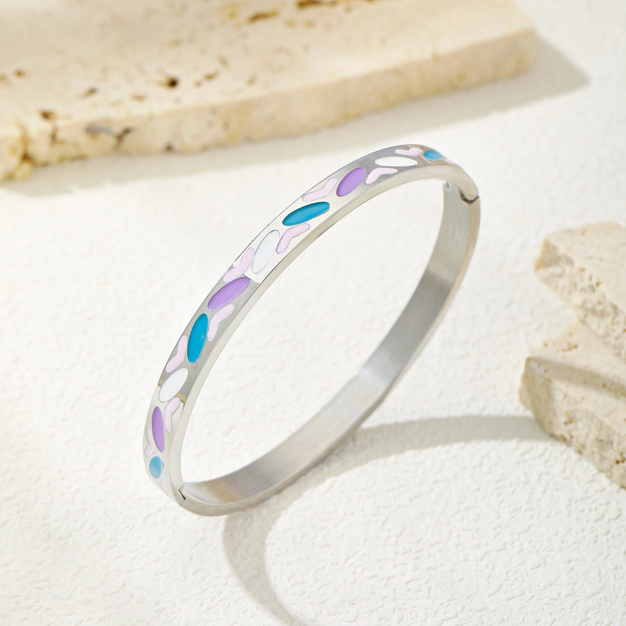 Simple Style Geometric 304 Stainless Steel 18K Gold Plated Silver Plated Bangle In Bulk