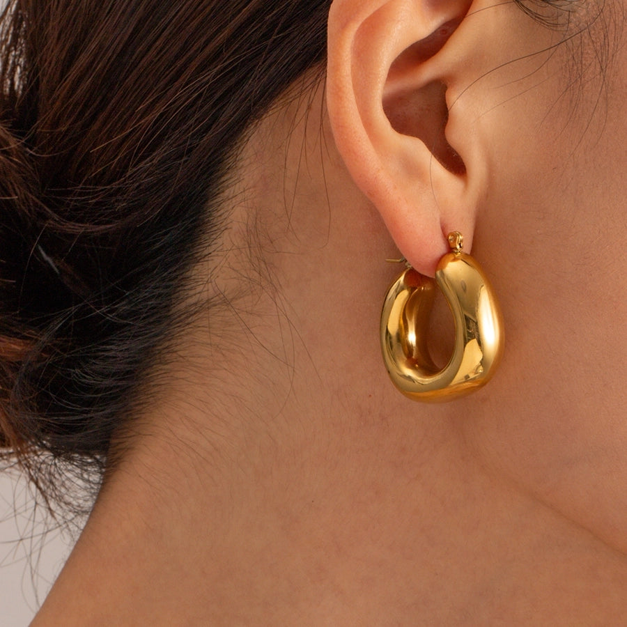 1 Pair IG Style Simple Style U Shape Solid Color 304 Stainless Steel 16K Gold Plated Earrings