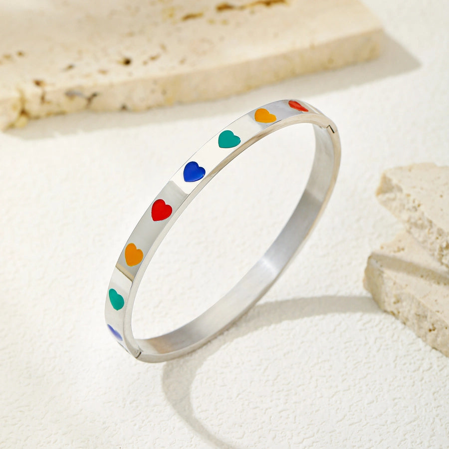 Simple Style Geometric 304 Stainless Steel 18K Gold Plated Silver Plated Bangle In Bulk