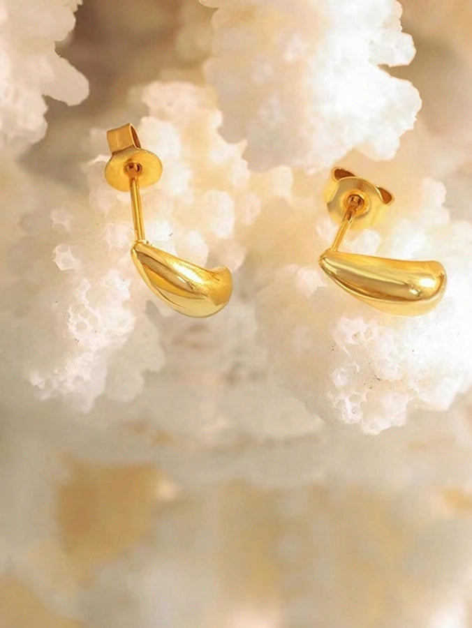 1 Pair Romantic Sweet Simple Style Water Droplets 316 Stainless Steel Titanium Steel 18K Gold Plated Ear Studs