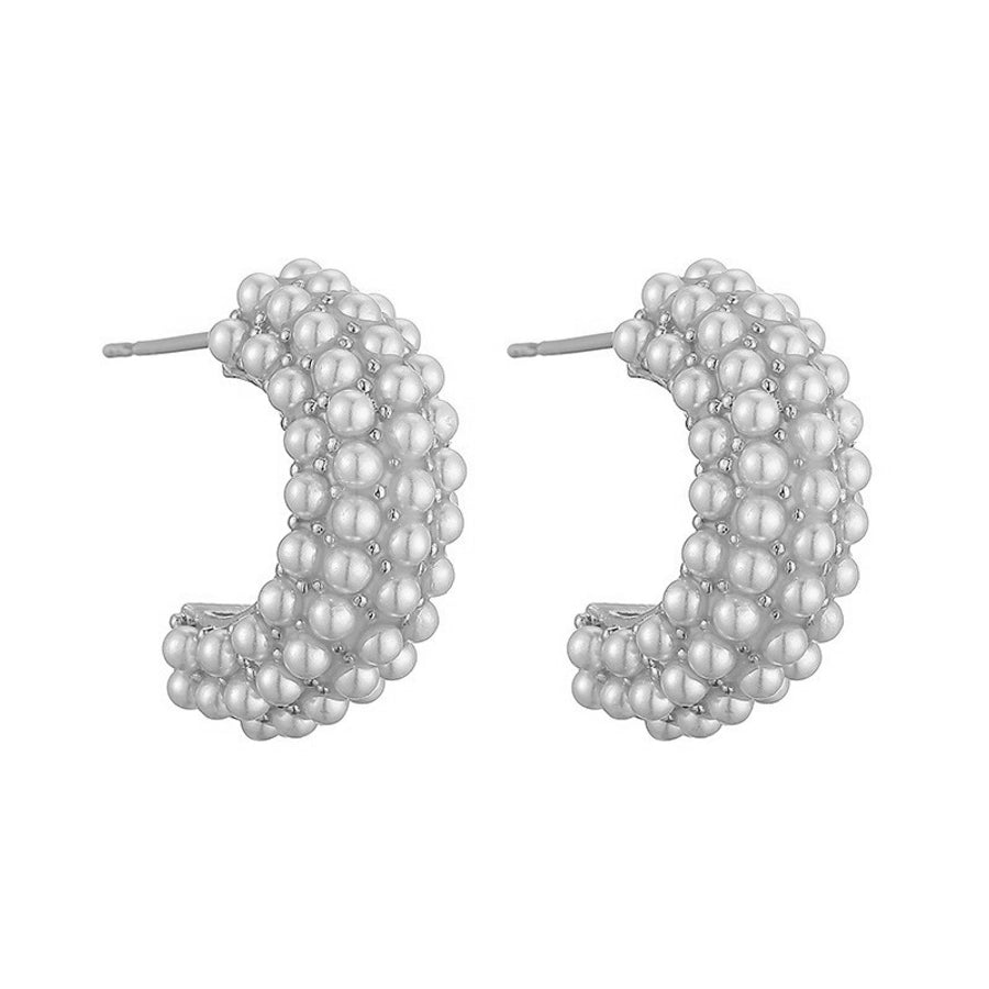 1 pair casual elegant vintage style c shape plating inlay copper artificial pearls 18k gold plated ear studs