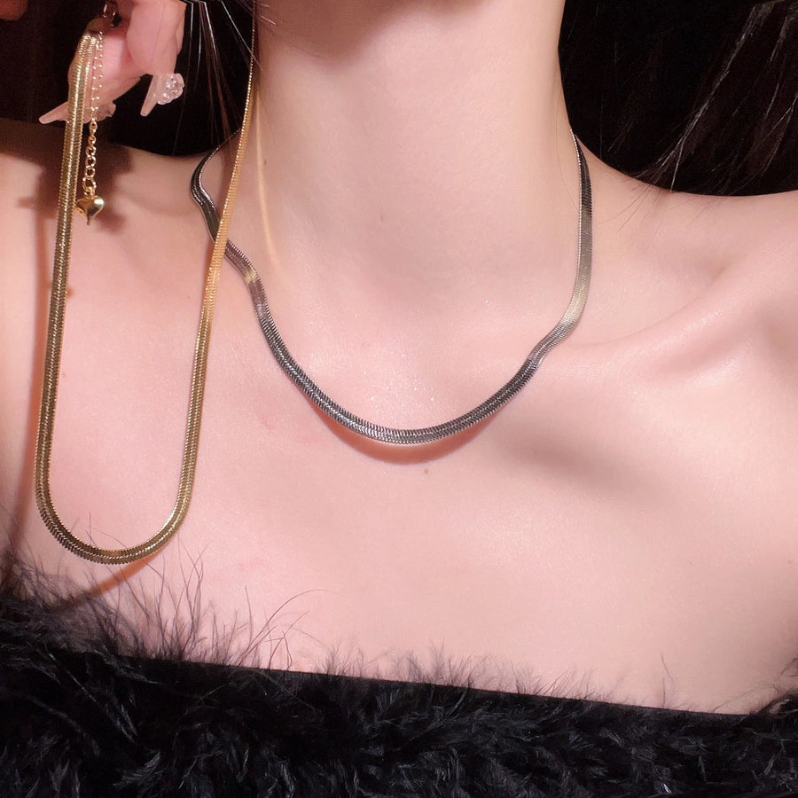 retro classic style commute solid color stainless steel plating 18k gold plated necklace