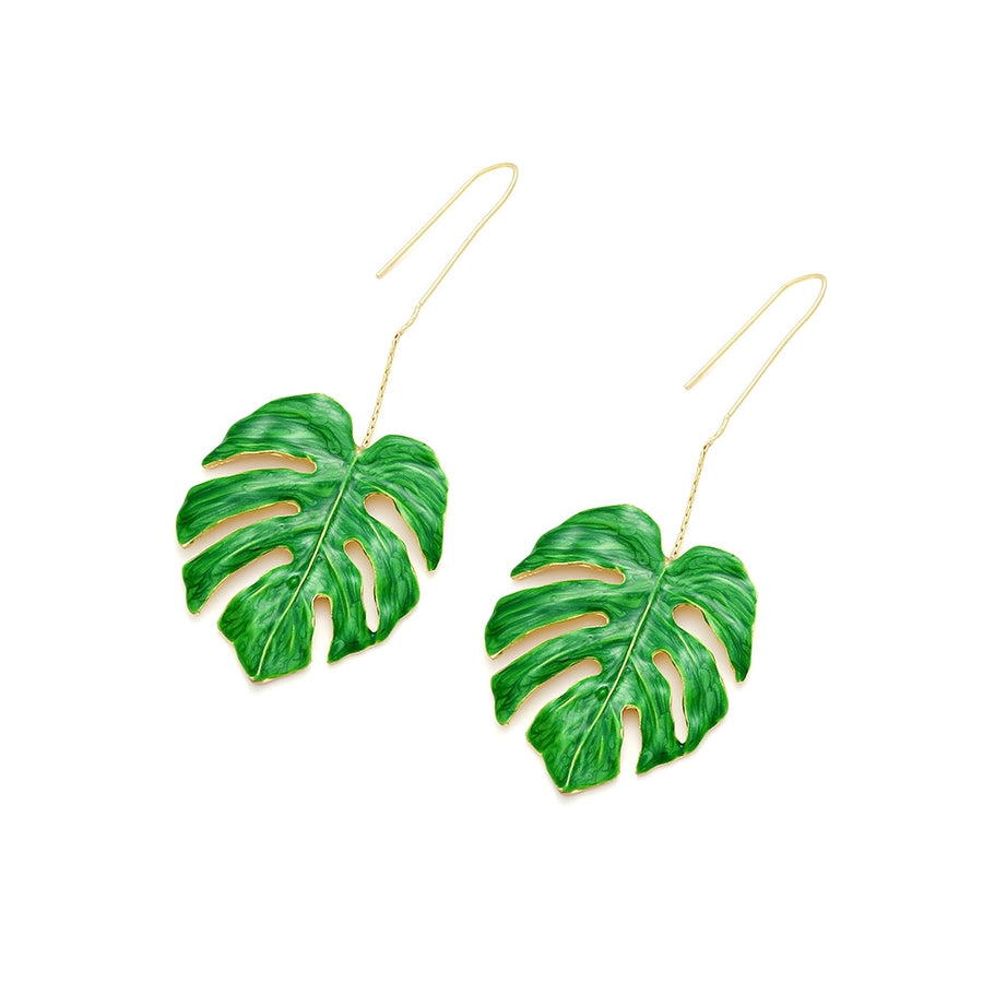 Sweet Leaf Zinc alloy Enamel Women's Drop Earrings 1 Pair