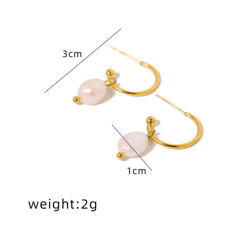 1 Pair Simple Style Classic Style Solid Color Patchwork Plating Titanium Steel 18K Gold Plated Drop Earrings