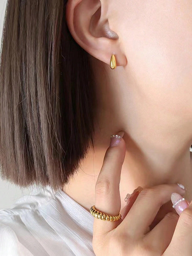 1 Pair Romantic Sweet Simple Style Water Droplets 316 Stainless Steel Titanium Steel 18K Gold Plated Ear Studs