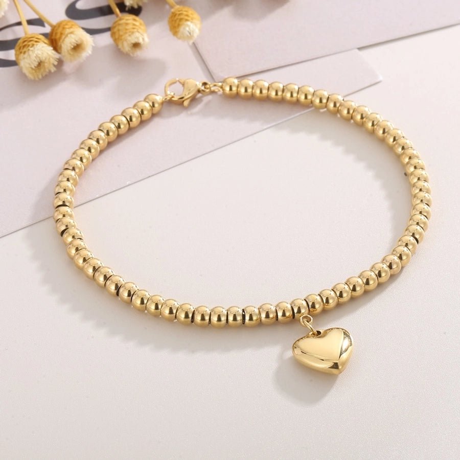 Titanium Steel 18K Gold Plated Modern Style Plating Heart Shape Bracelets Earrings Necklace