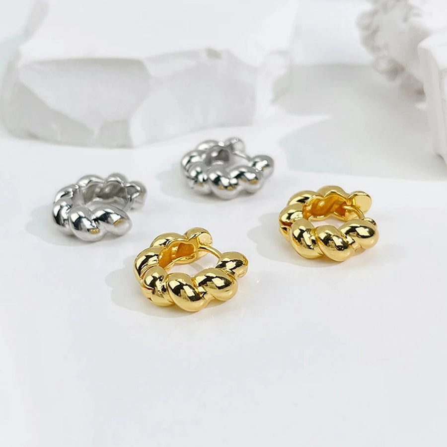 1 pair simple style twist plating copper 18k gold plated earrings