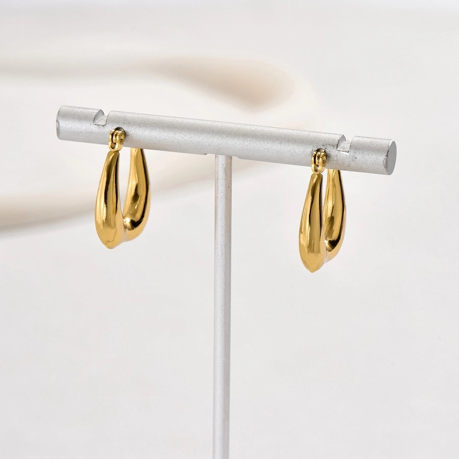 1 Pair Basic Vintage Style U Shape Plating 201 Stainless Steel 18K Gold Plated Hoop Earrings