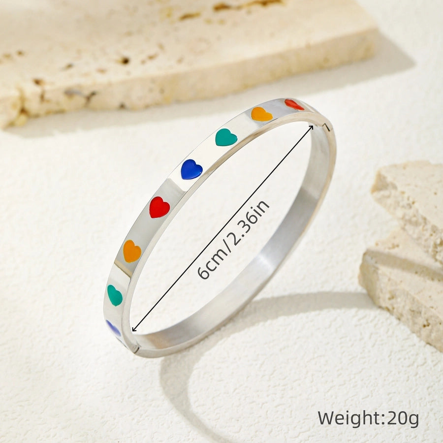 Simple Style Geometric 304 Stainless Steel 18K Gold Plated Silver Plated Bangle In Bulk