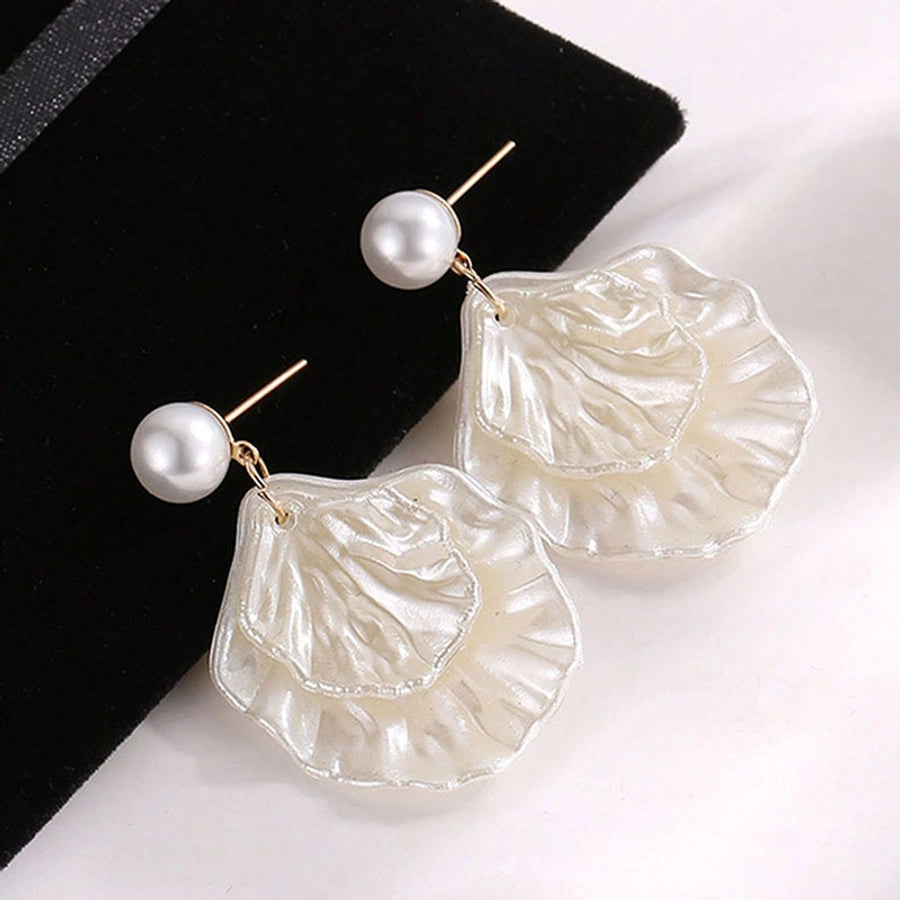 1 pair simple style commute color block patchwork synthetic resin alloy drop earrings