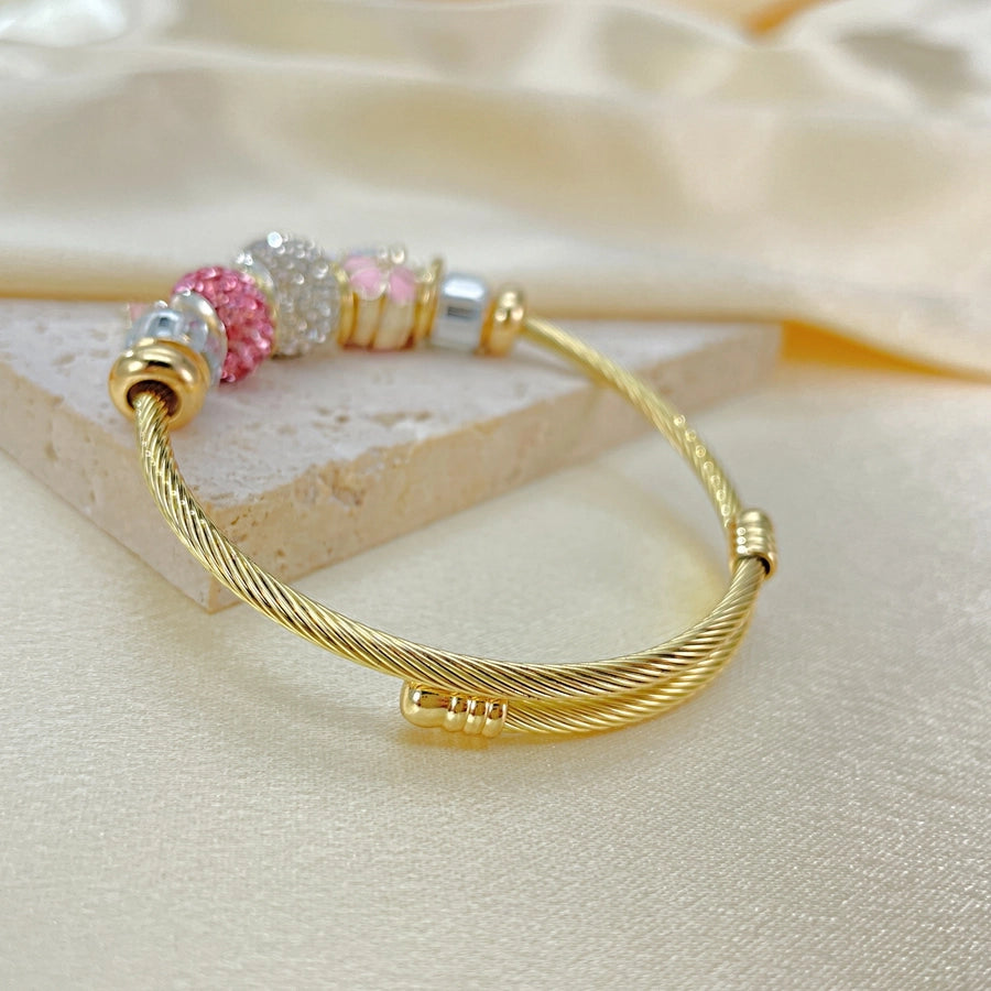 Novelty Heart Shape 304 Stainless Steel Alloy Zircon Bangle In Bulk