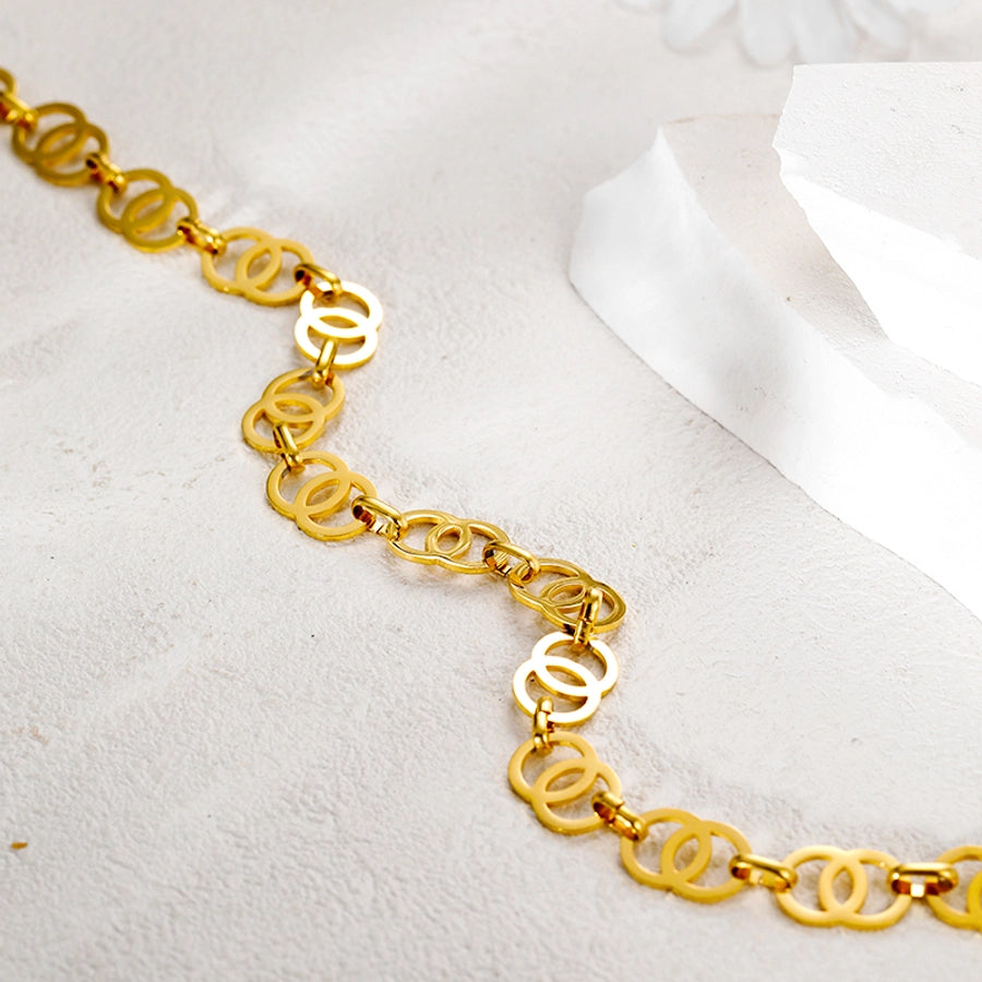 304 Stainless Steel 14K Gold Plated Simple Style Classic Style Plating Solid Color Necklace