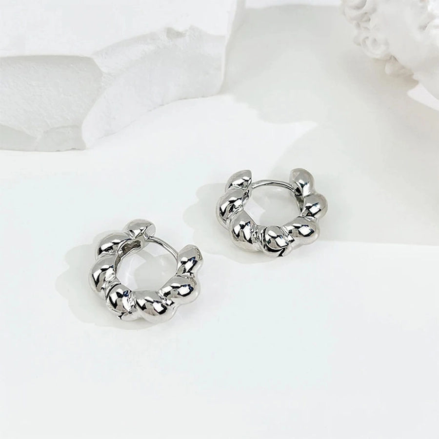 1 pair simple style twist plating copper 18k gold plated earrings
