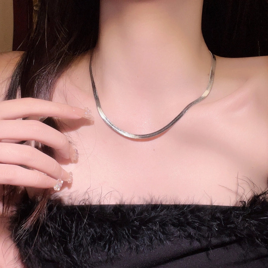retro classic style commute solid color stainless steel plating 18k gold plated necklace