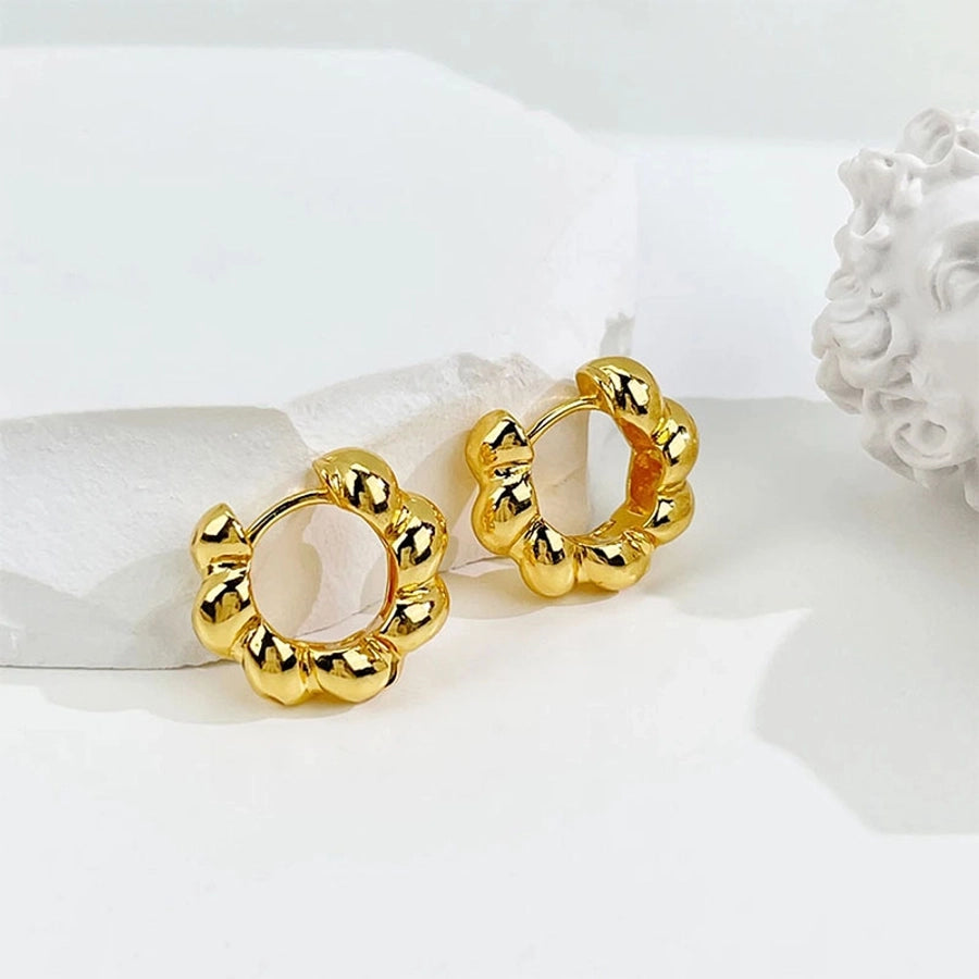 1 pair simple style twist plating copper 18k gold plated earrings