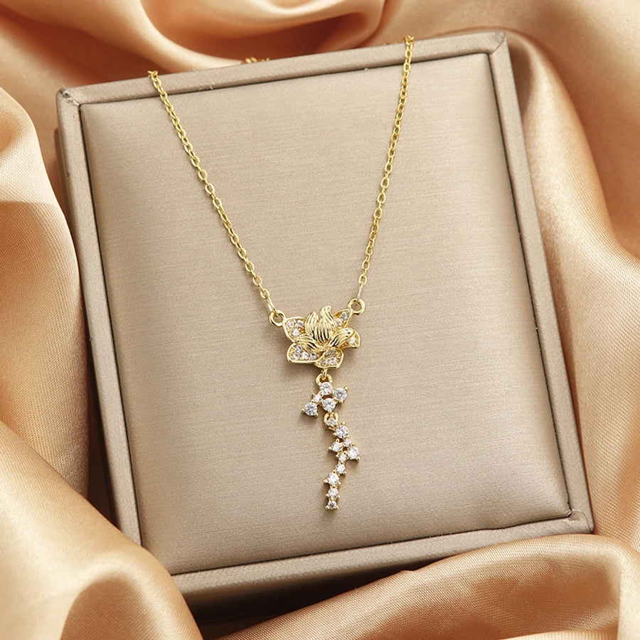 Titanium Steel Vintage Style Tassel Plating Doll Constellation Crown Pendant Necklace