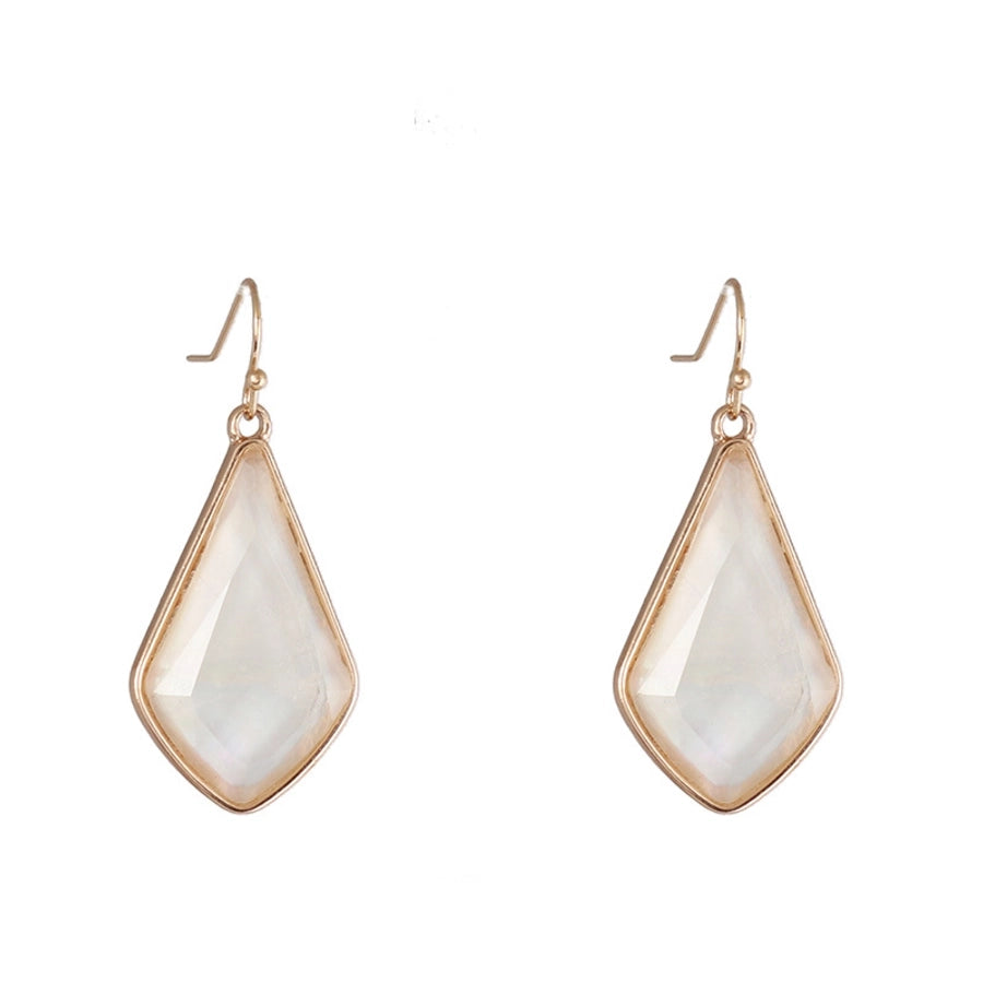 1 pair simple style color block alloy inlay shell women's drop earrings