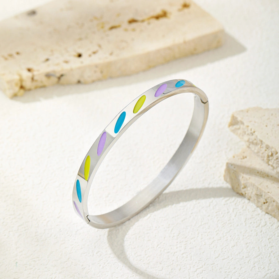 Simple Style Geometric 304 Stainless Steel 18K Gold Plated Silver Plated Bangle In Bulk