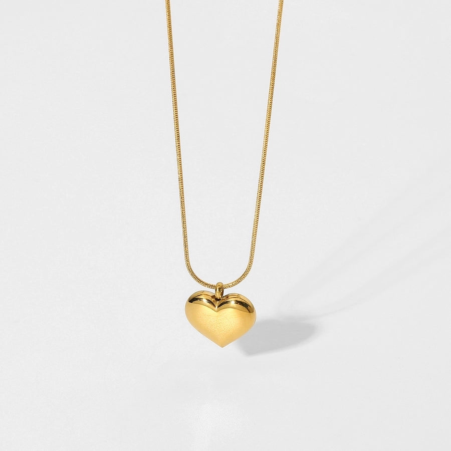 Stainless Steel Simple Style Heart Shape Pendant Necklace