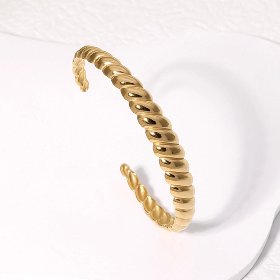Roman Style Streetwear Solid Color 304 Stainless Steel 18K Gold Plated Cuff Bracelets In Bulk