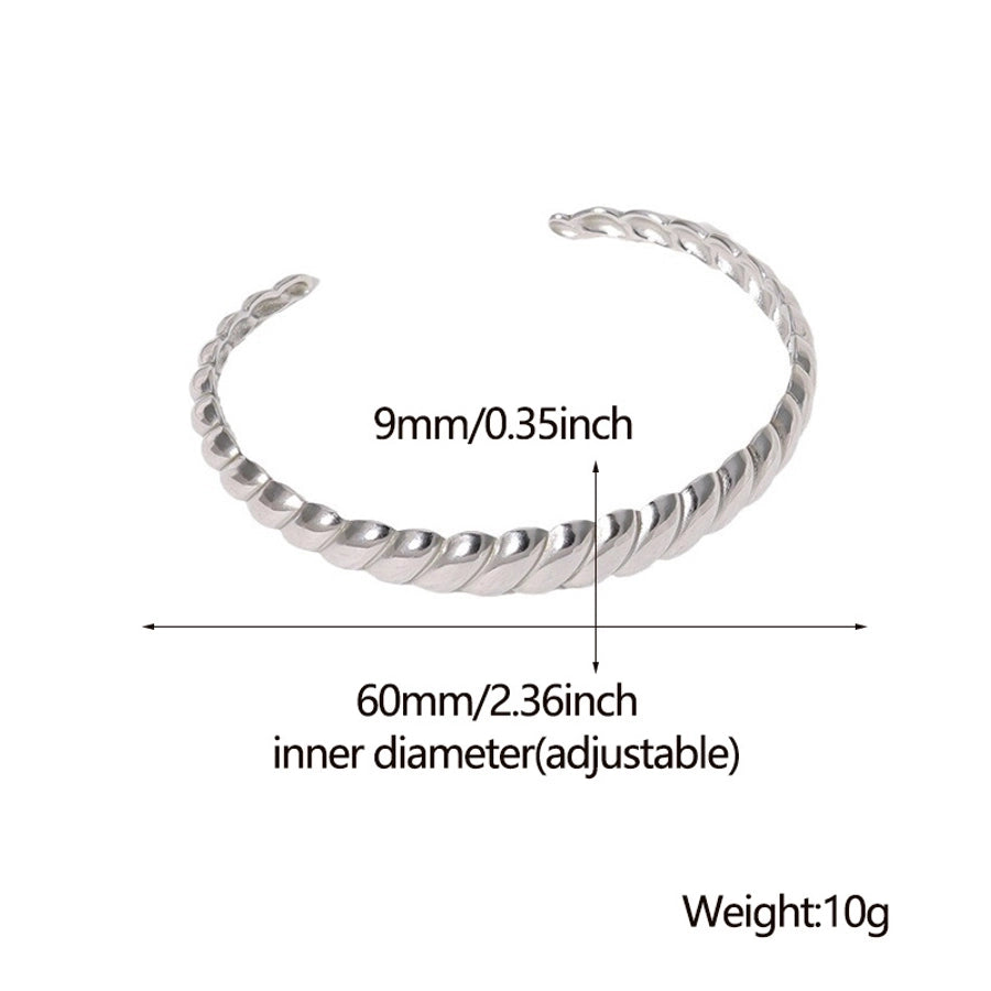 Roman Style Streetwear Solid Color 304 Stainless Steel 18K Gold Plated Cuff Bracelets In Bulk