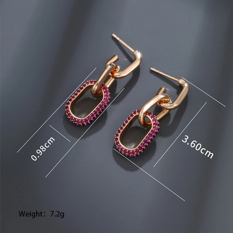 1 pair elegant lady xuping geometric chain plating inlay alloy copper alloy artificial gemstones 18k gold plated drop earrings