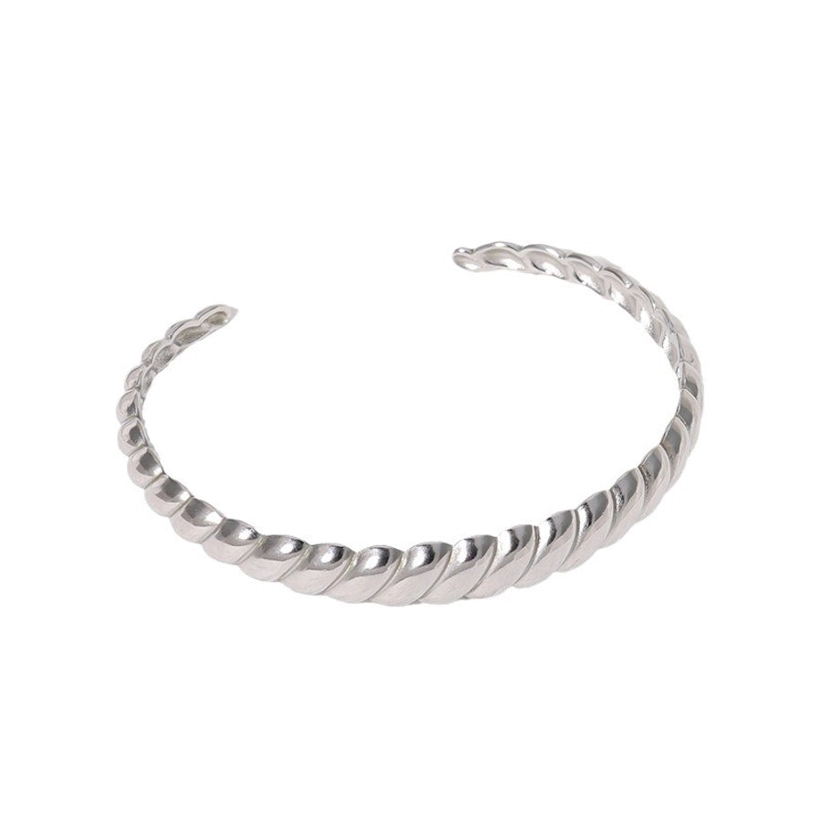 Roman Style Streetwear Solid Color 304 Stainless Steel 18K Gold Plated Cuff Bracelets In Bulk