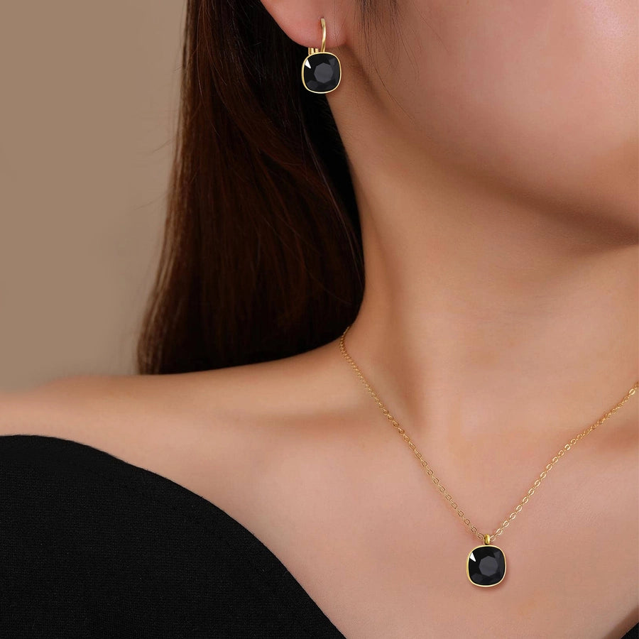 304 Stainless Steel Gold Plated Simple Style Shiny Inlay Square Zircon Jewelry Set