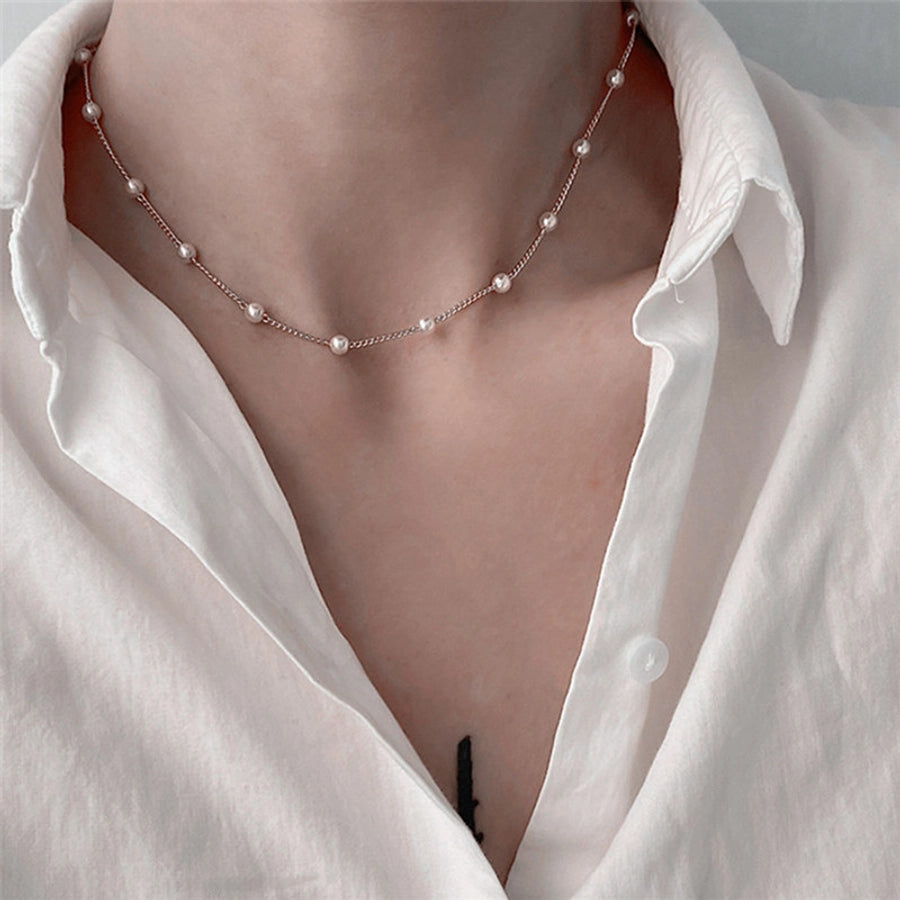 vintage style water droplets heart shape artificial pearl alloy women's necklace