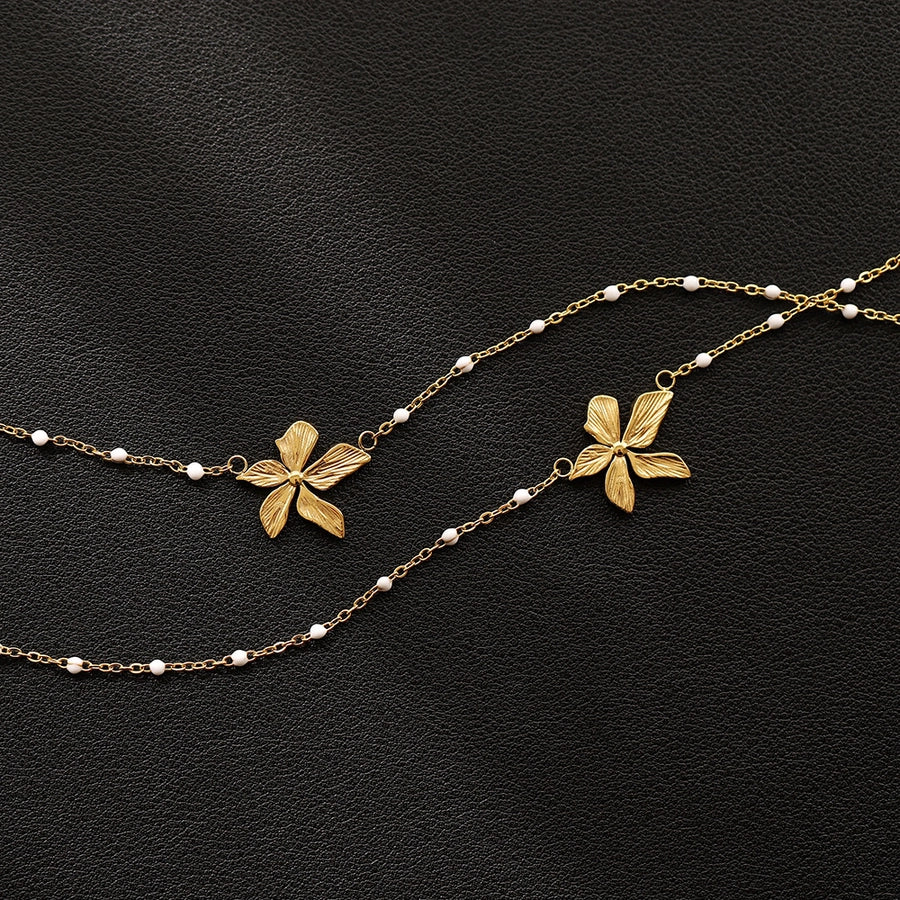 lady flower titanium steel plating 18k gold plated pendant necklace