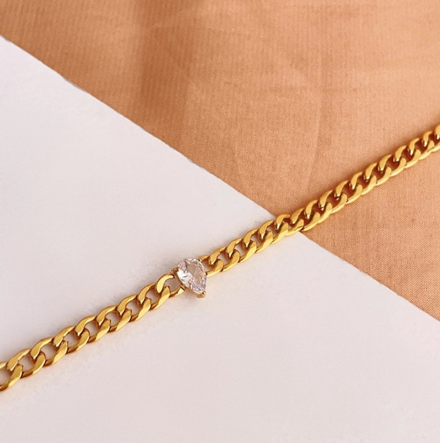Stainless Steel Titanium Steel 18K Gold Plated Simple Style Plating Hollow Out Solid Color Bracelets