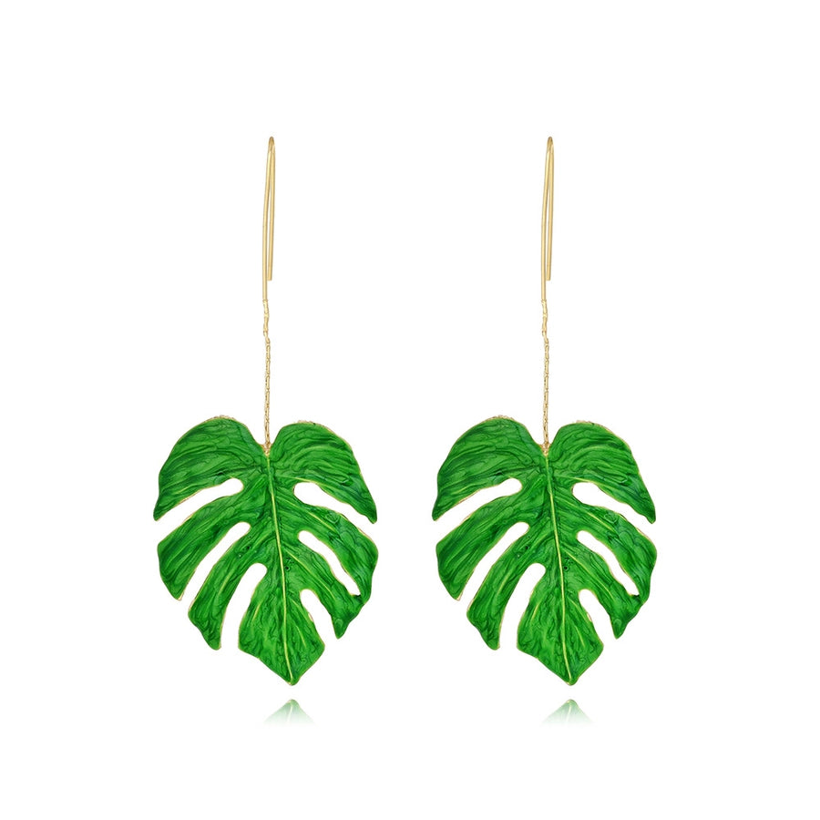 Sweet Leaf Zinc alloy Enamel Women's Drop Earrings 1 Pair