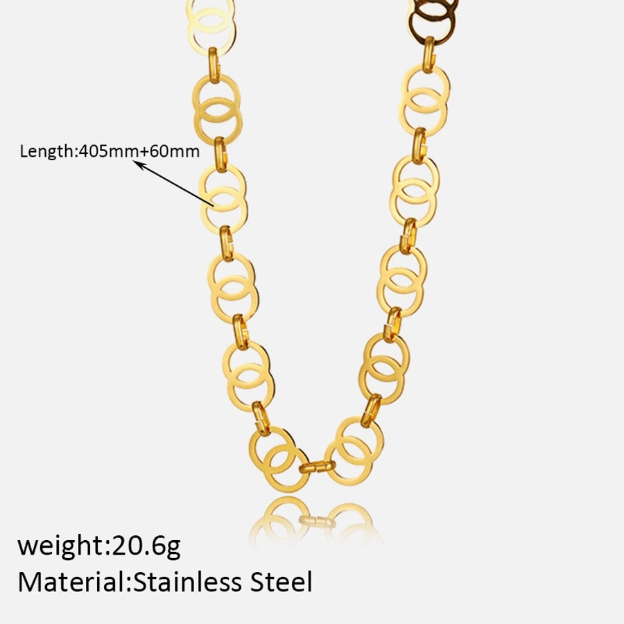 304 Stainless Steel 14K Gold Plated Simple Style Classic Style Plating Solid Color Necklace