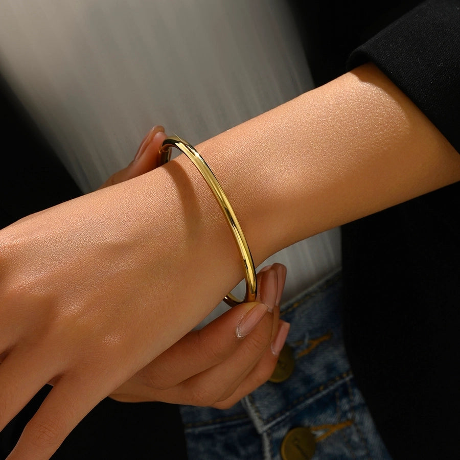 Basic Round 201 Stainless Steel 18K Gold Plated Bangle In Bulk