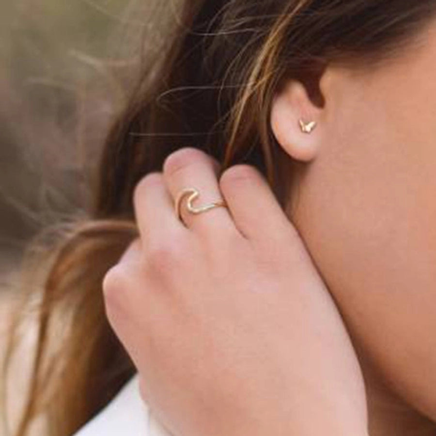 simple style solid color titanium steel plating 18k gold plated rings