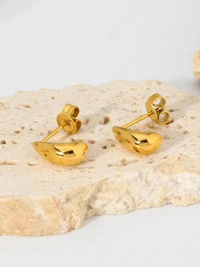 1 Pair Romantic Sweet Simple Style Water Droplets 316 Stainless Steel Titanium Steel 18K Gold Plated Ear Studs