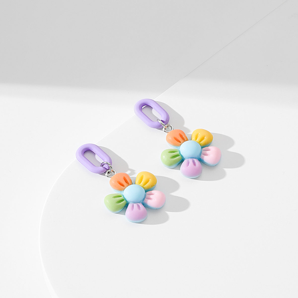 1 pair cute korean style flower arylic drop earrings