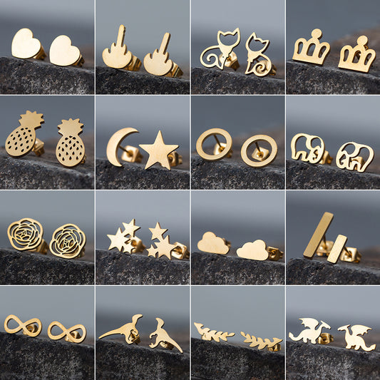 1 Pair Simple Style Animal Plating Stainless Steel Ear Studs