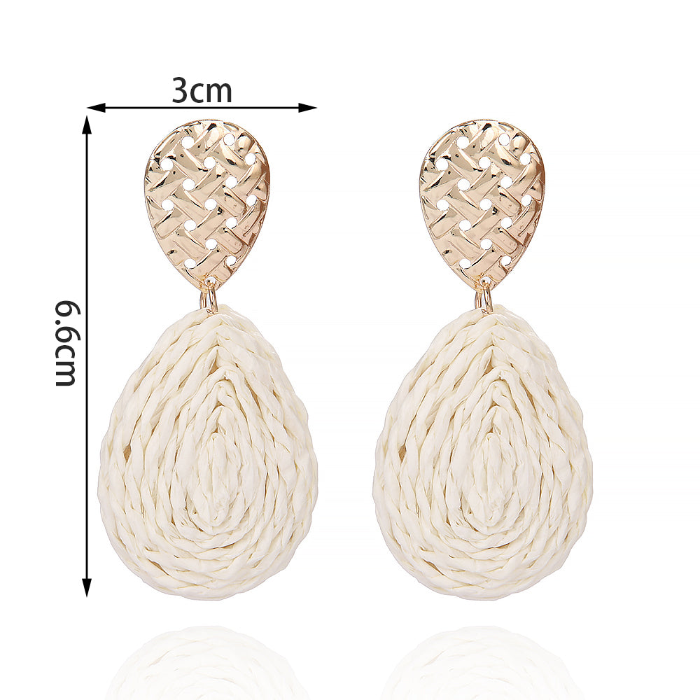 1 Pair Hawaiian Tropical Water Droplets Water Drop Alloy raffia 14K Gold Plated Drop Earrings