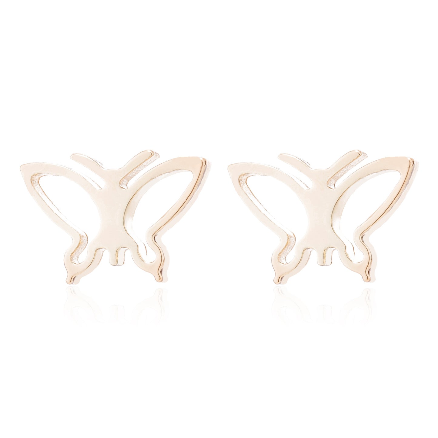 1 pair retro butterfly titanium steel plating hollow out ear studs