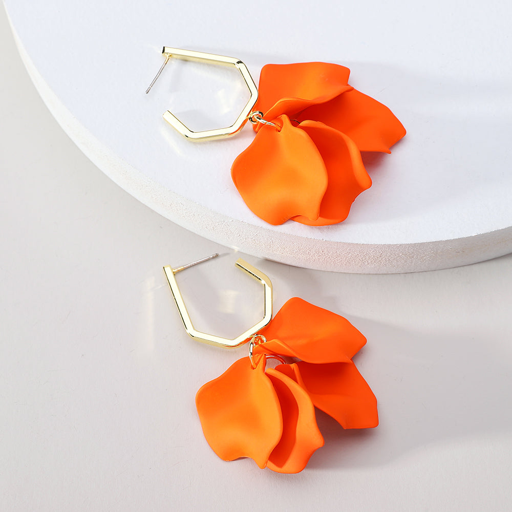 1 pair elegant vacation petal arylic zinc alloy drop earrings